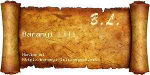 Baranyi Lili névjegykártya